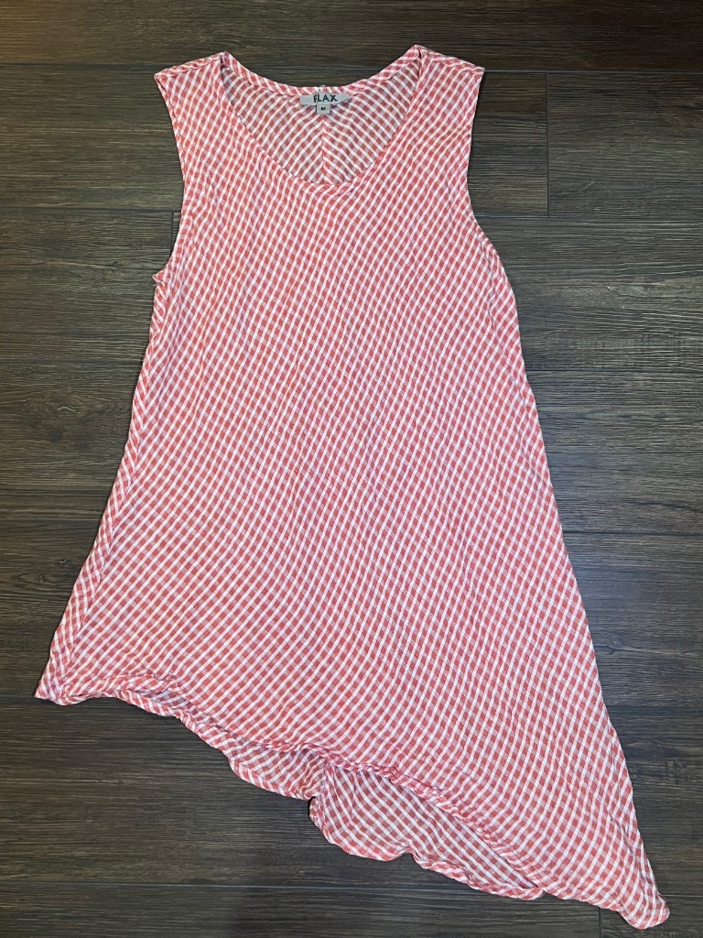 FLAX 100% Linen Dress Long Midi  Lagenlook Boho Sleeveless M Cottage Chic Casual